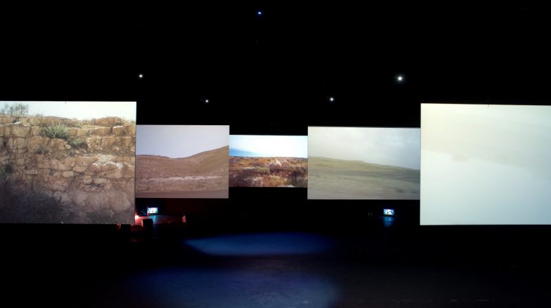 Photo of multiple projection installation work NOW by Chantal Akerman at Ambika P3, as an example of a CREAM Film and Media project.
