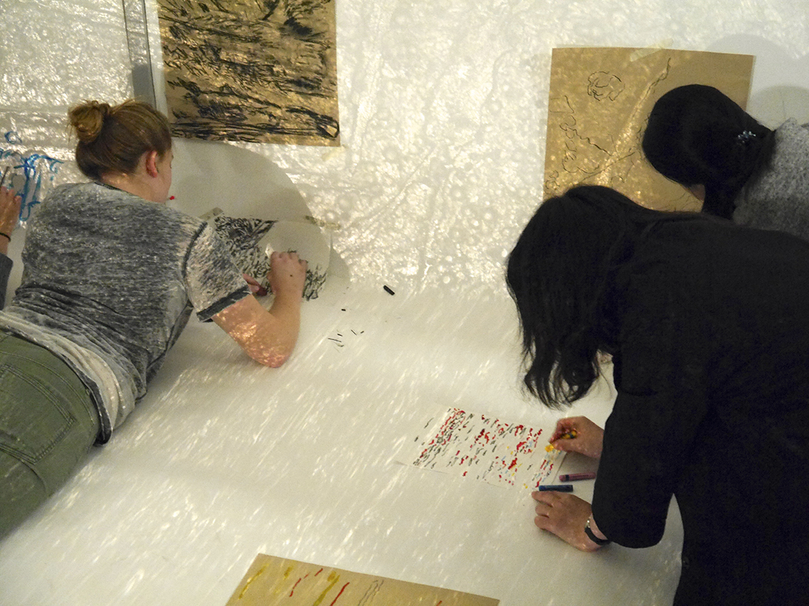 photograph of people drawing together during a workshop at the University of Westminster