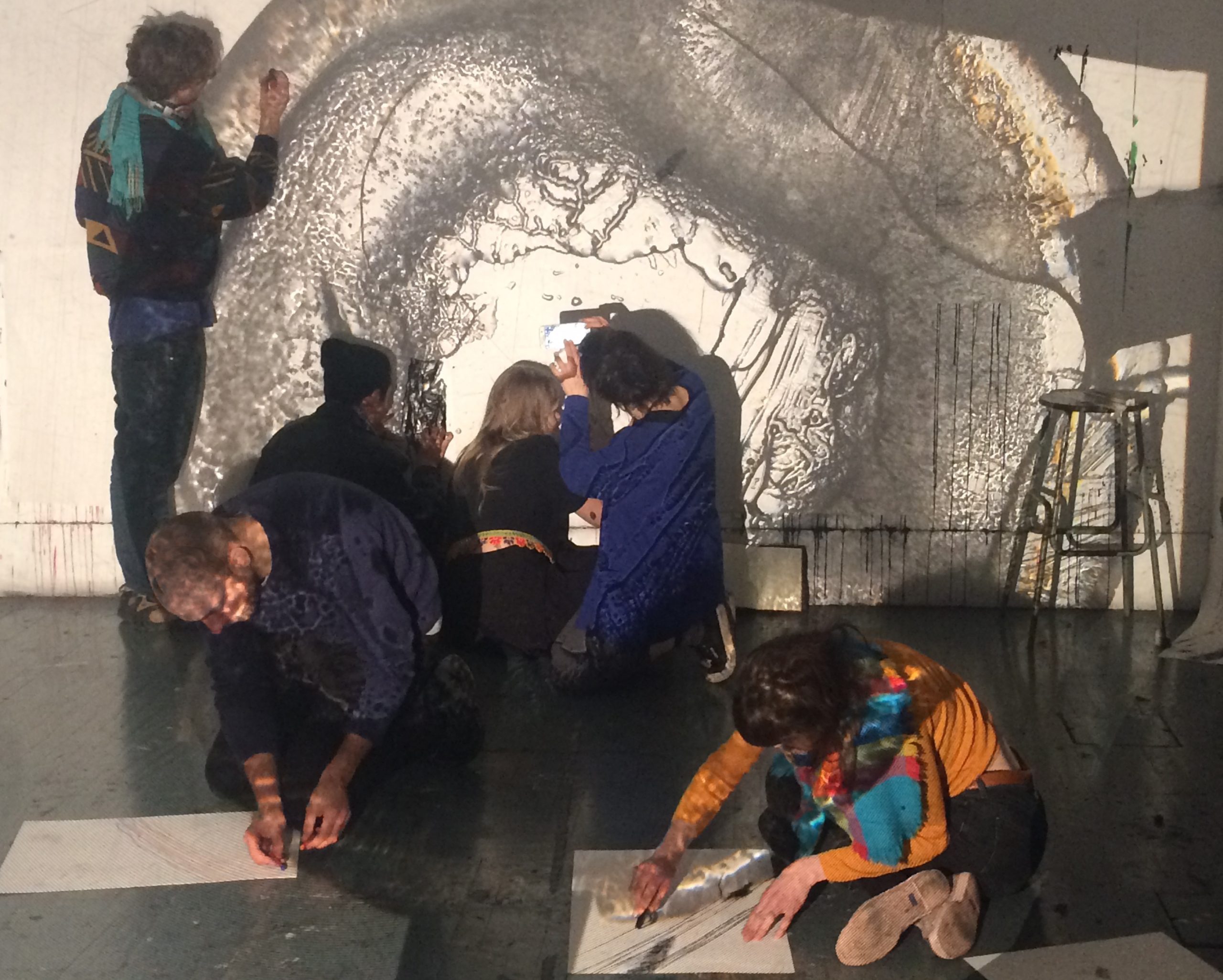 group of students interacting during a workshop at the Royal College of Art, 2016
