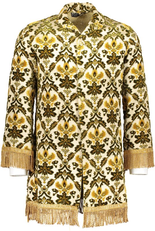 photograph of brocade jacket by the designer Irvine Sellar - cream with gold detailing