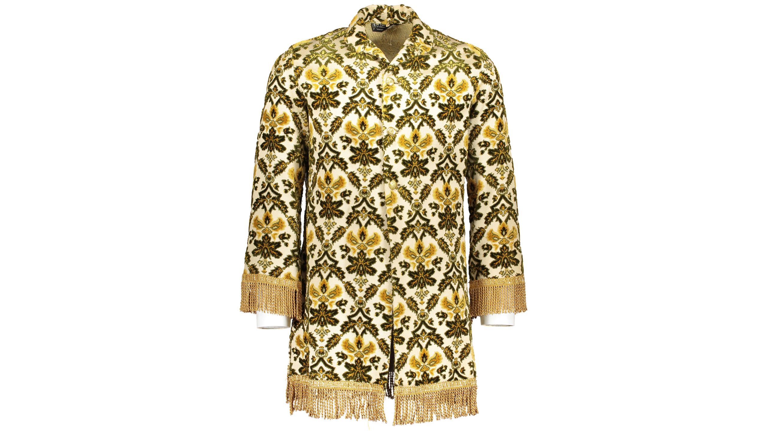 photograph of brocade jacket by the designer Irvine Sellar - cream with gold detailing