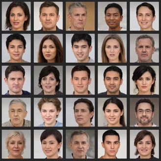 grid of passport style AI generated portraits