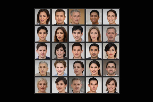 grid of passport style AI generated portraits